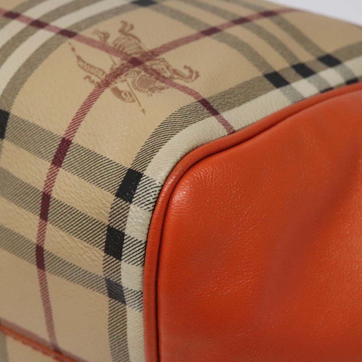 BURBERRY Nova Check Tote Bag PVC Leather Beige Orange gold Auth BD121