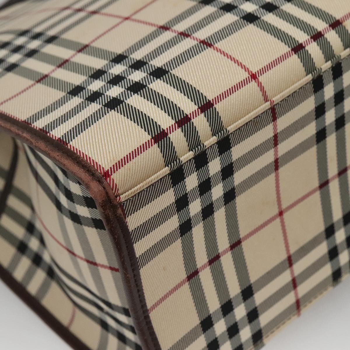 BURBERRY Nova Check Hand Bag Nylon Beige Silver Auth BD1216