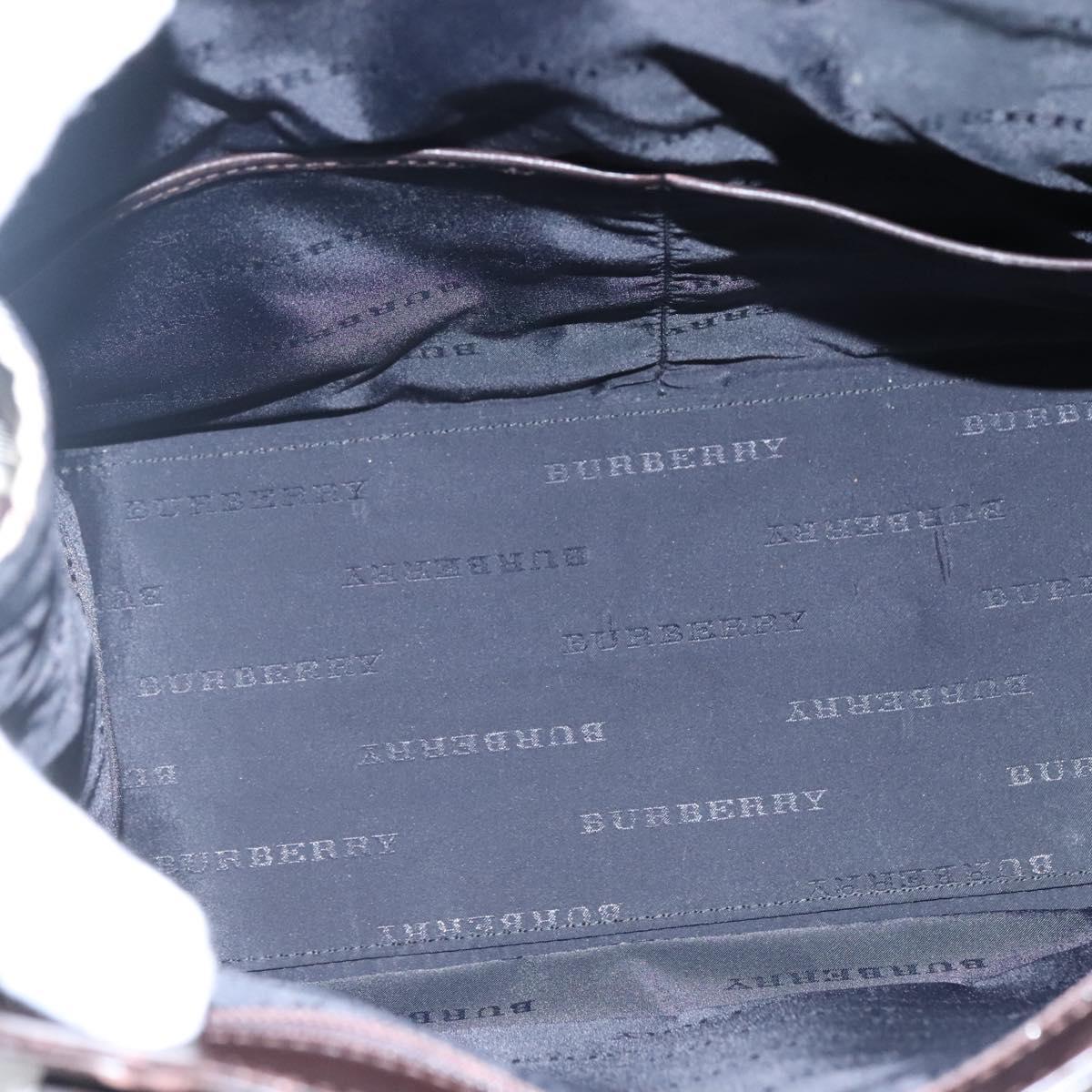 BURBERRY Nova Check Hand Bag Nylon Beige Silver Auth BD1216