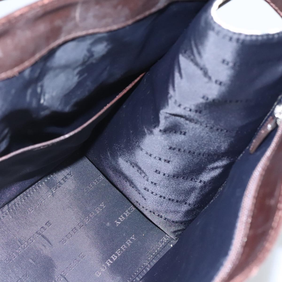 BURBERRY Nova Check Hand Bag Nylon Beige Silver Auth BD1216