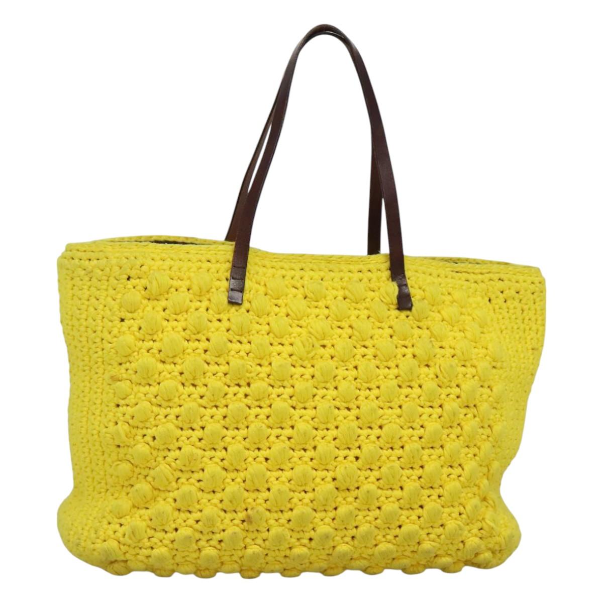 FENDI Shoulder Bag Wool Yellow Auth BD1221