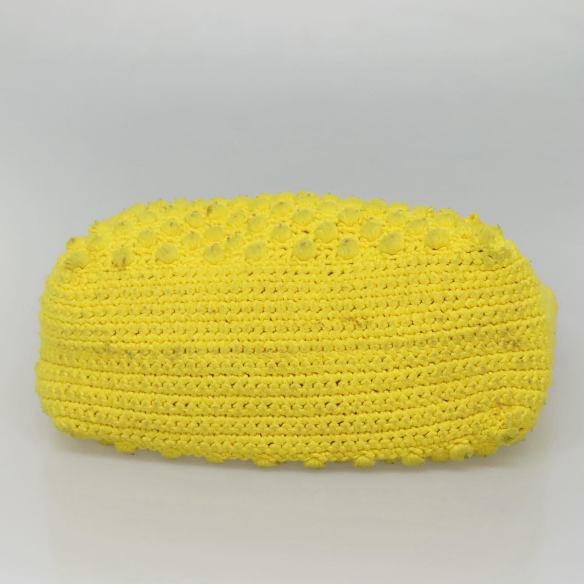 FENDI Shoulder Bag Wool Yellow Auth BD1221