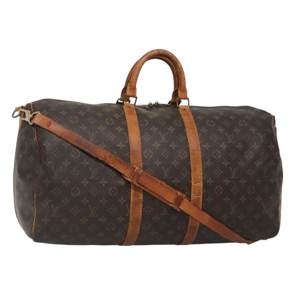 LOUIS VUITTON Monogram Keepall Bandouliere 55 Boston Bag M41414 LV Auth BD1228