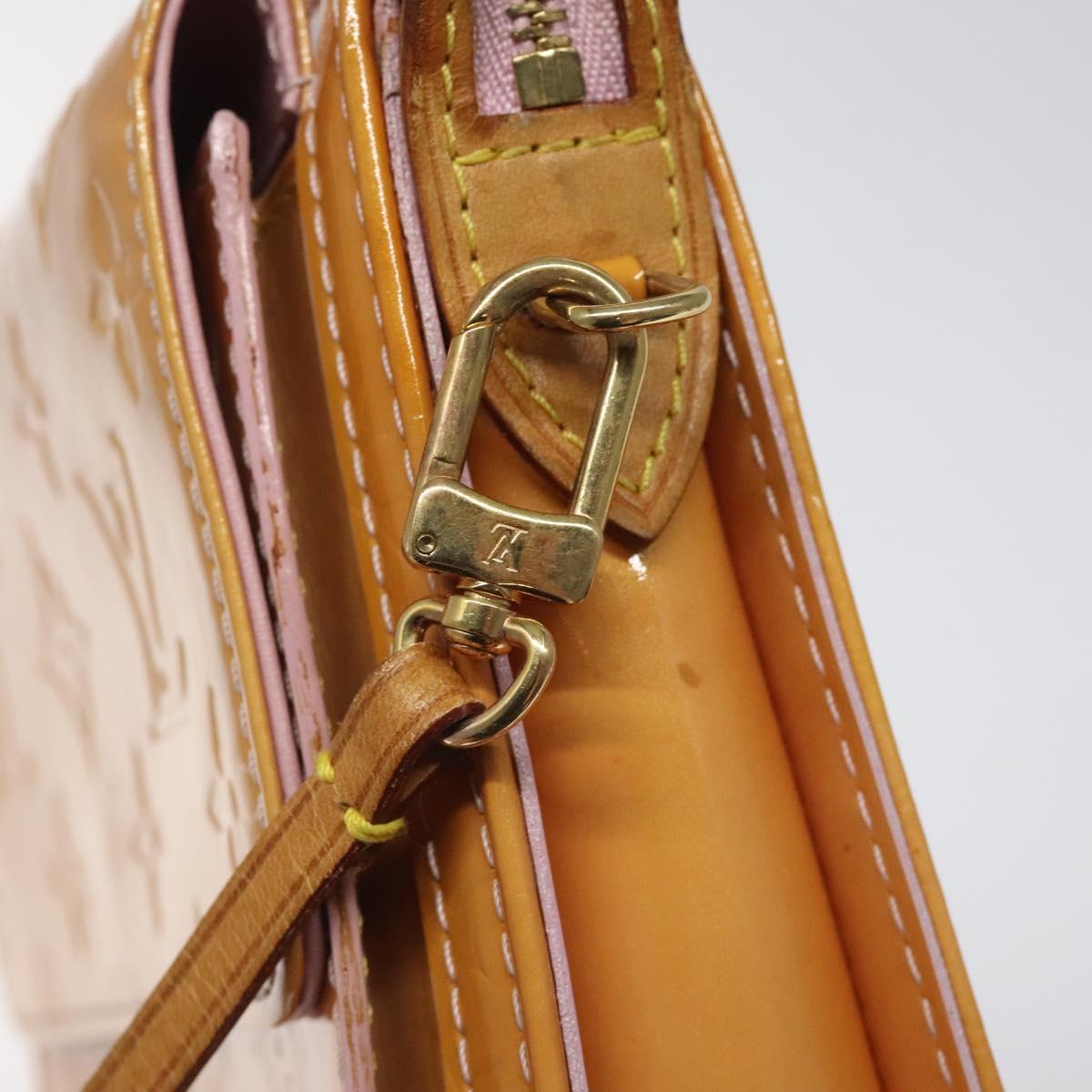 LOUIS VUITTON Monogram Vernis Motto Pouch Marshmallow Pink M91312 Auth BD1240