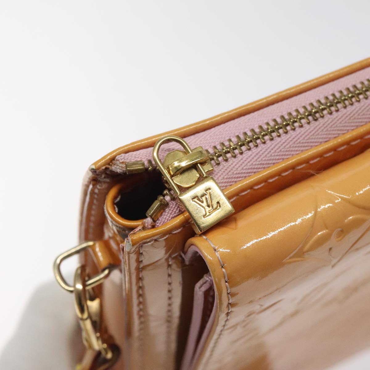 LOUIS VUITTON Monogram Vernis Motto Pouch Marshmallow Pink M91312 Auth BD1240