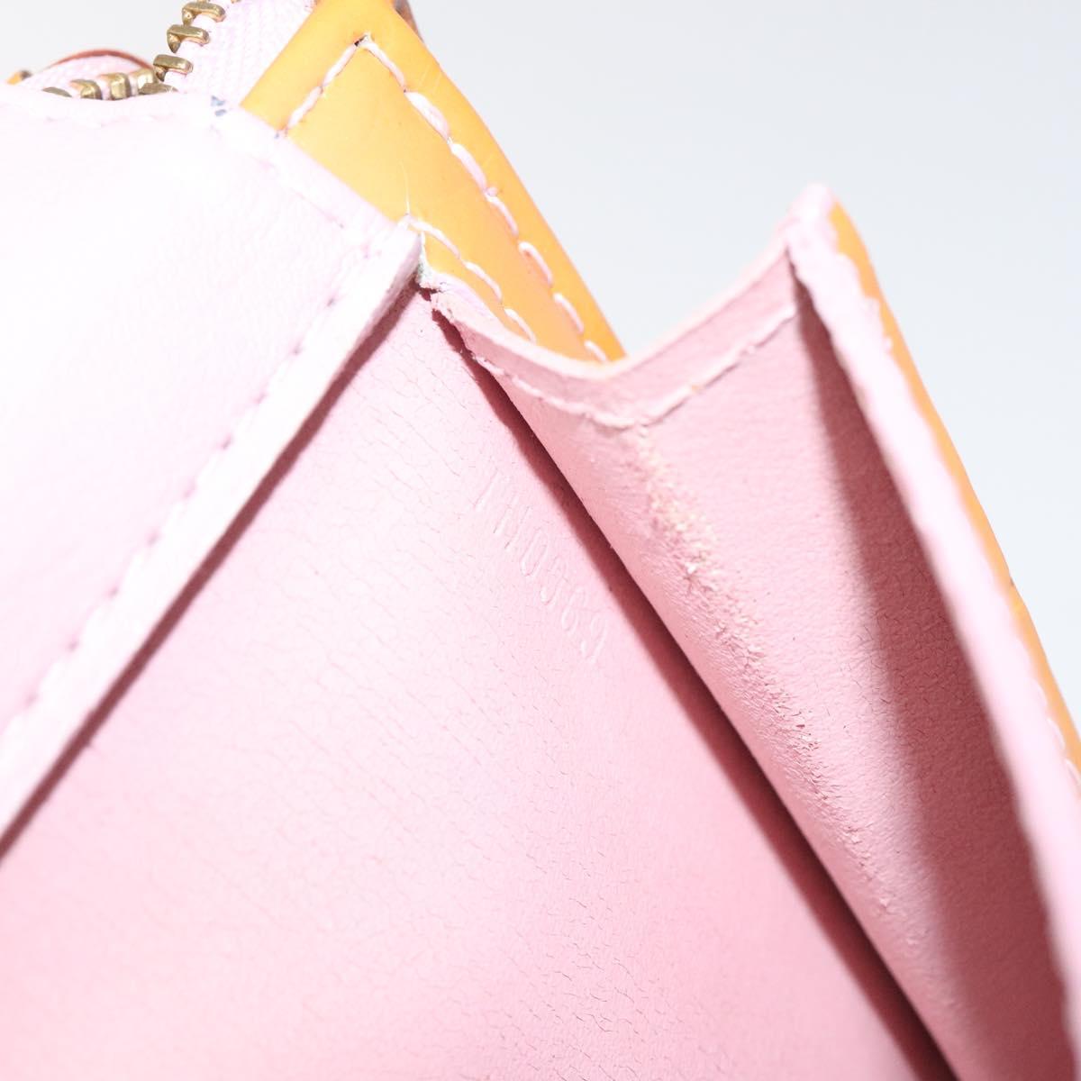 LOUIS VUITTON Monogram Vernis Motto Pouch Marshmallow Pink M91312 Auth BD1240