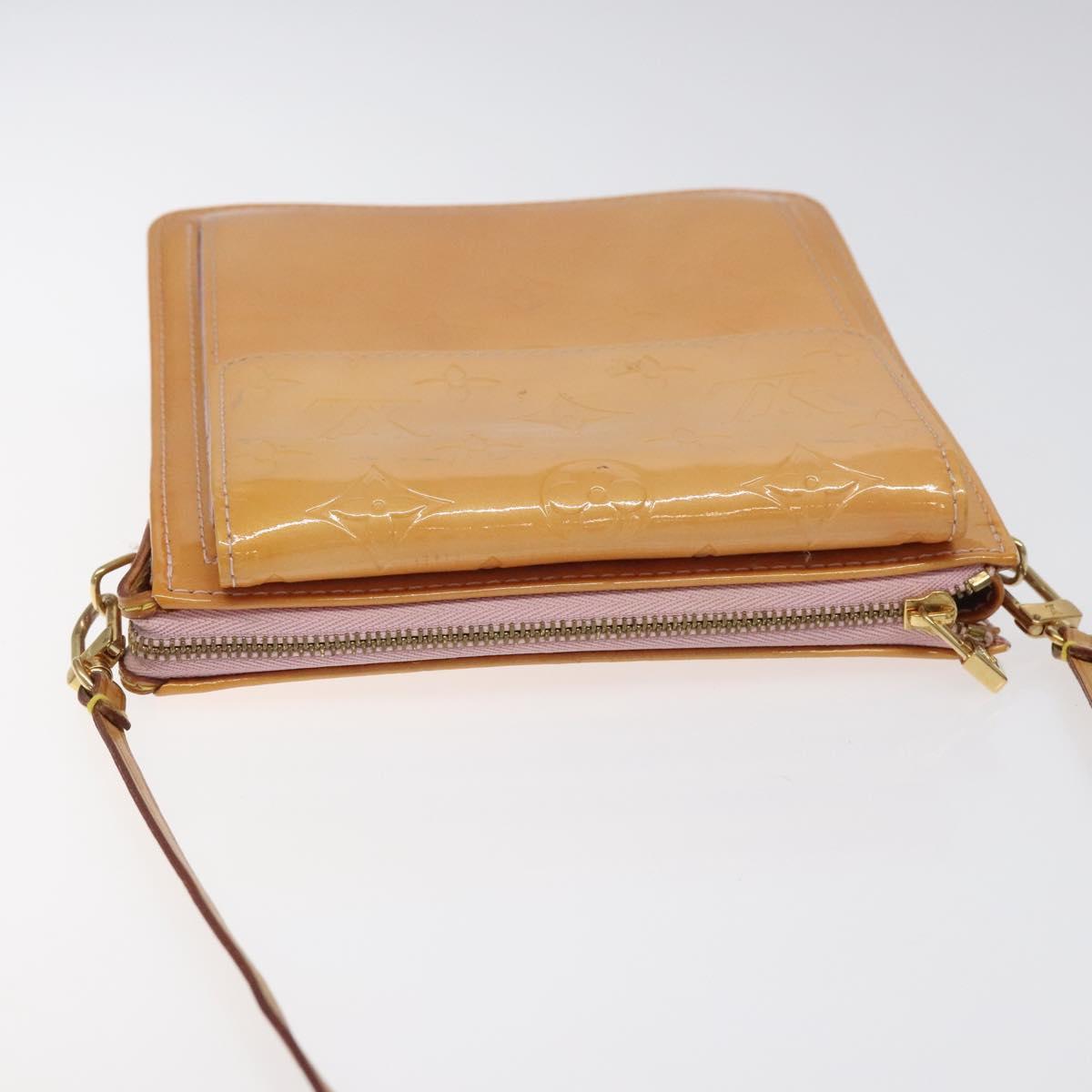 LOUIS VUITTON Monogram Vernis Motto Pouch Marshmallow Pink M91312 Auth BD1240