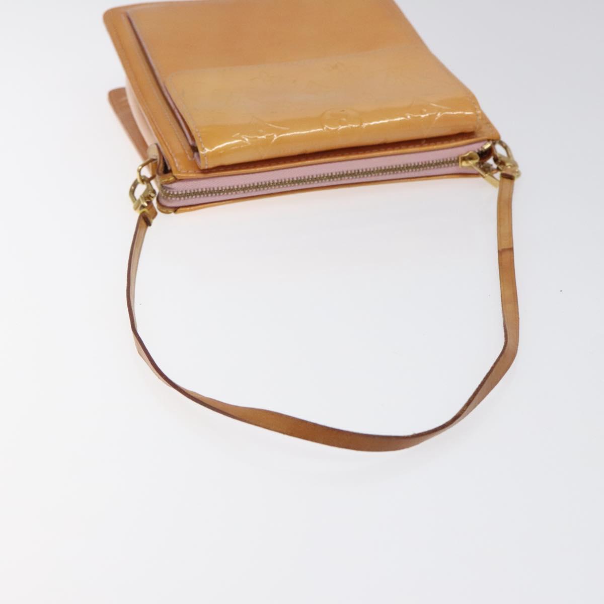 LOUIS VUITTON Monogram Vernis Motto Pouch Marshmallow Pink M91312 Auth BD1240