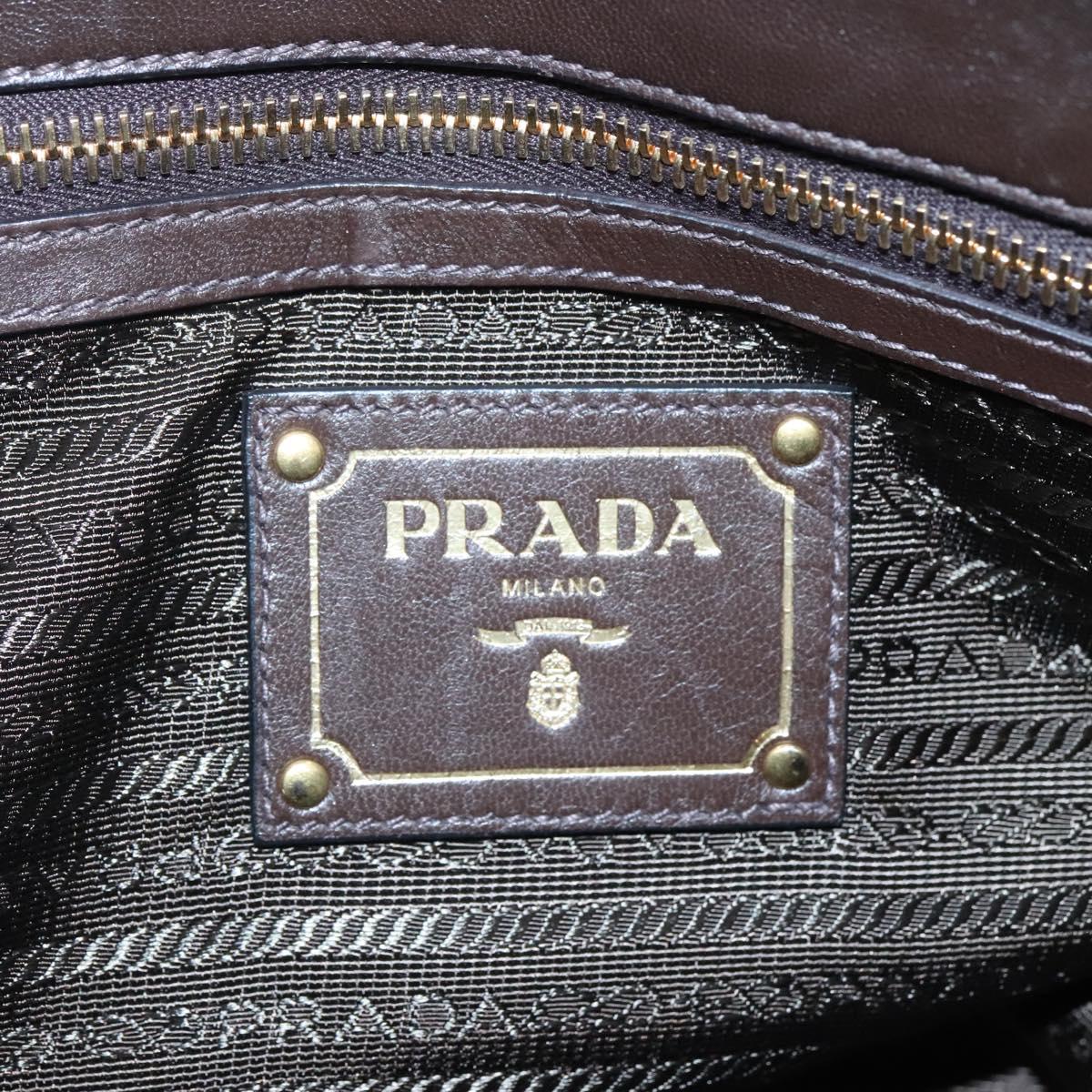 PRADA Hand Bag Nylon 2way Khaki Gold Auth BD1244