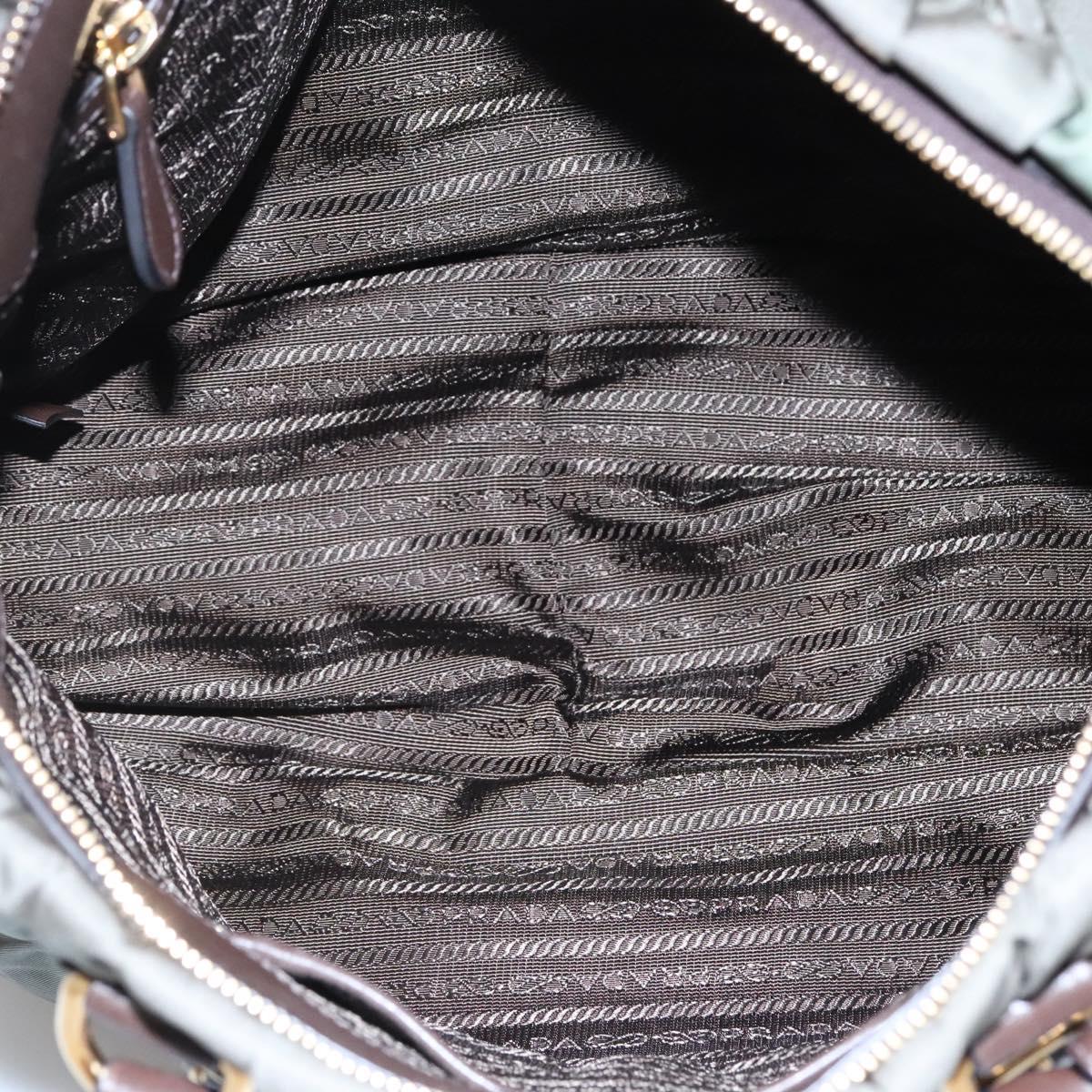 PRADA Hand Bag Nylon 2way Khaki Gold Auth BD1244