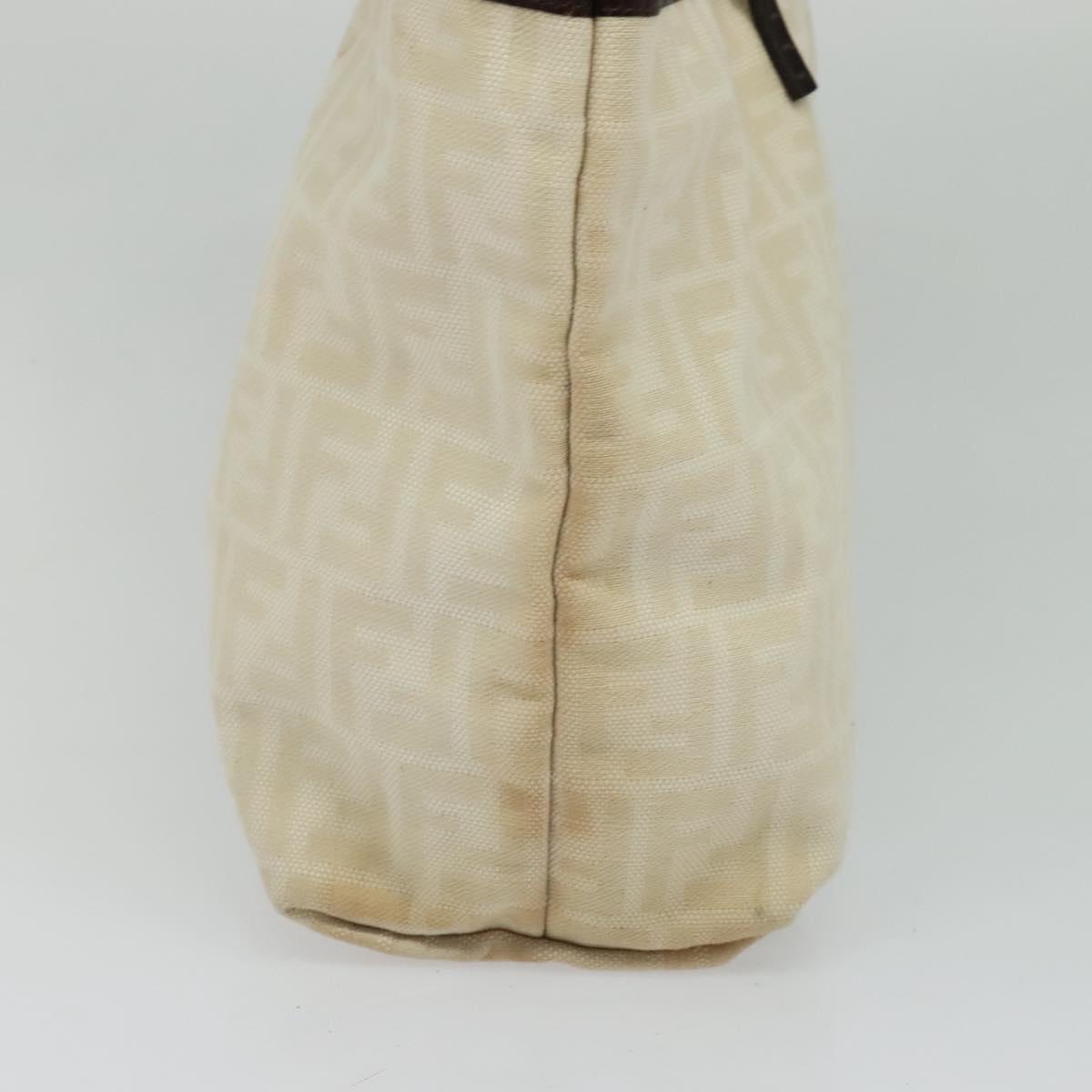 FENDI Zucca Canvas Tote Bag White Silver Auth BD1245