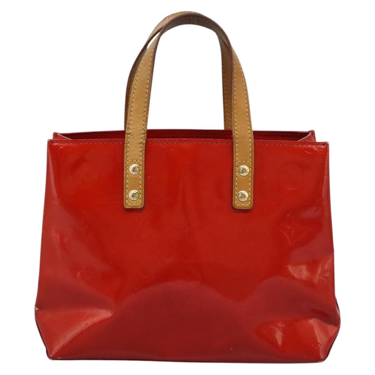 LOUIS VUITTON Monogram Vernis Reade PM Hand Bag Red Rouge M91088 LV Auth BD126