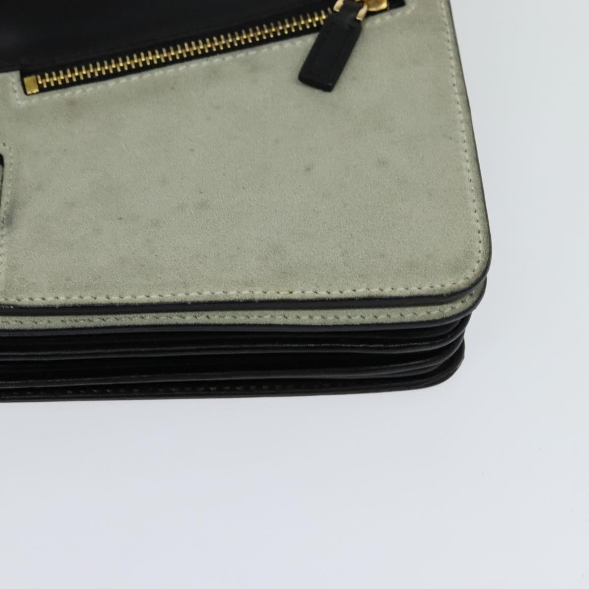 GUCCI Shoulder Bag Suede Leather Black Gold Auth BD1262