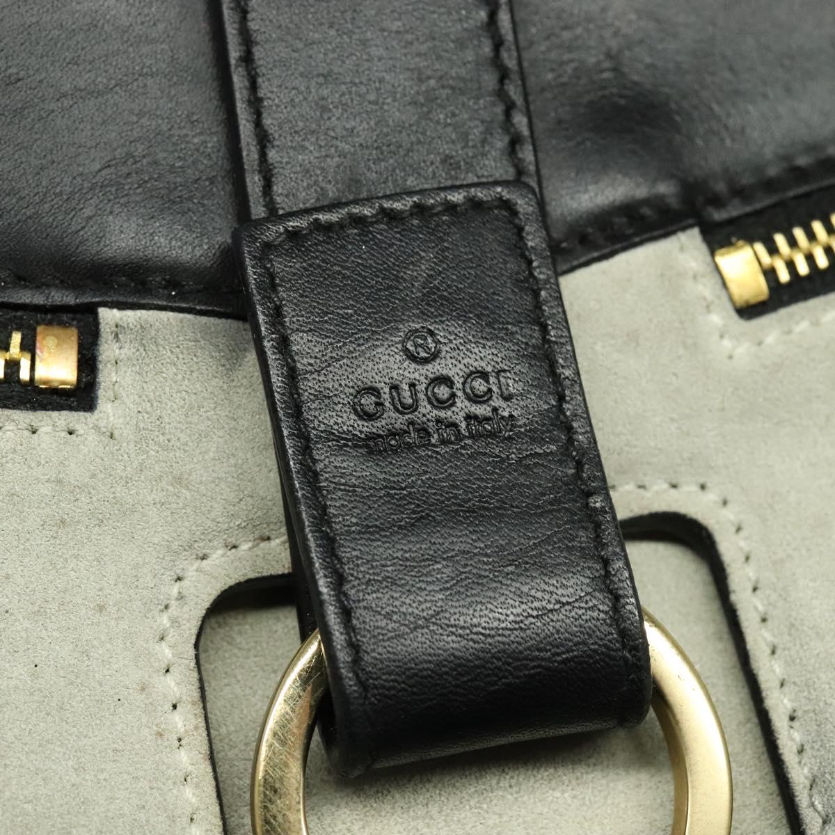 GUCCI Shoulder Bag Suede Leather Black Gold Auth BD1262