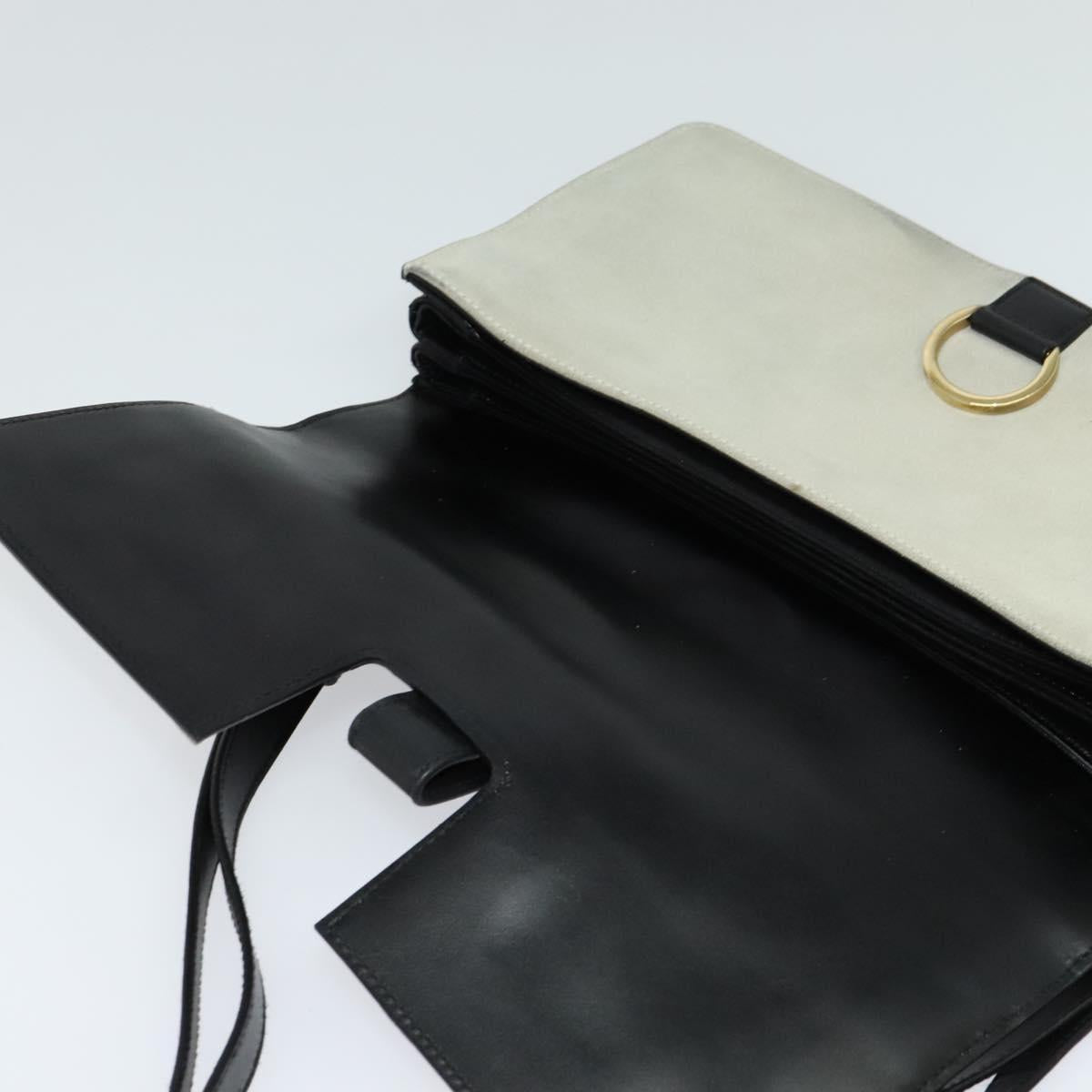 GUCCI Shoulder Bag Suede Leather Black Gold Auth BD1262