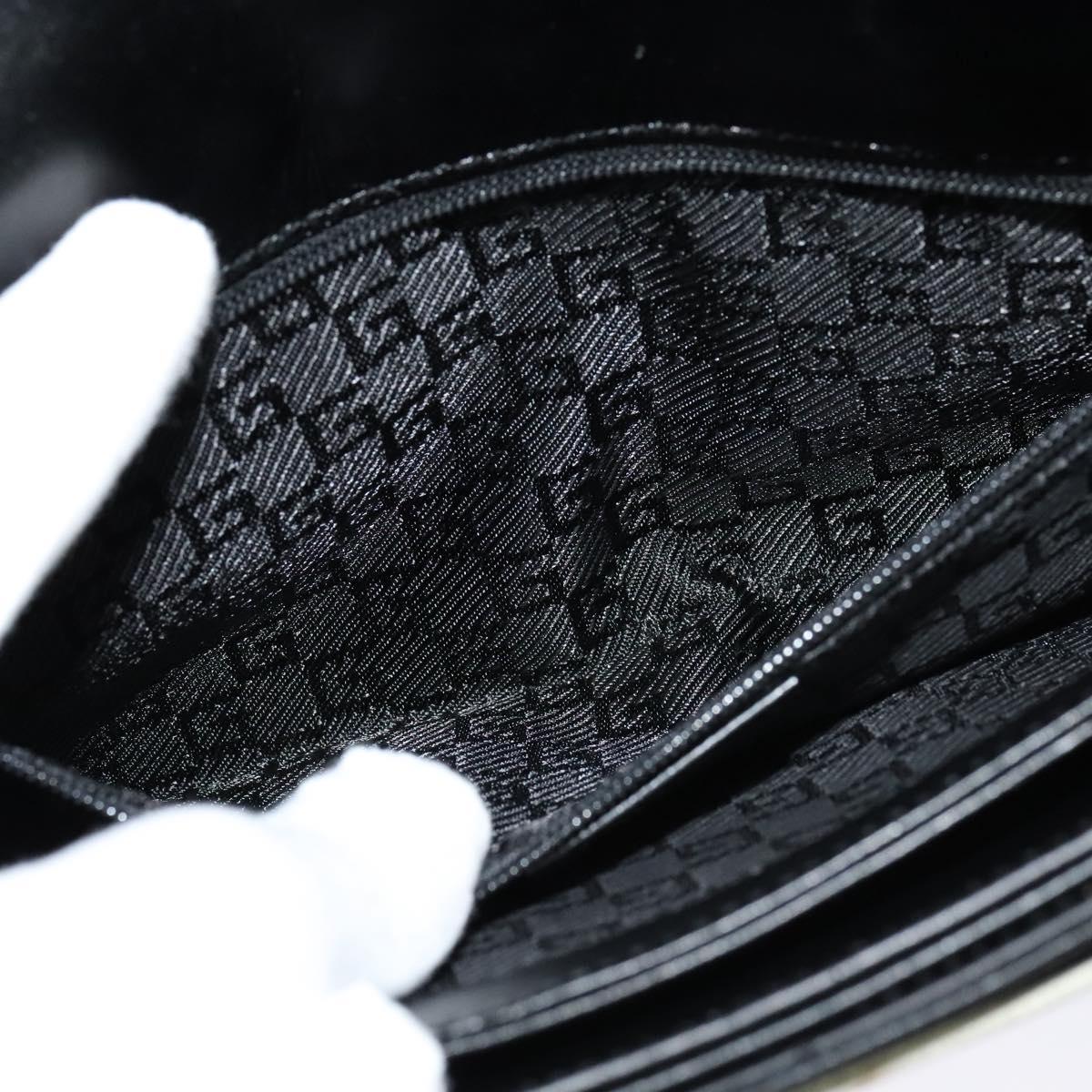 GUCCI Shoulder Bag Suede Leather Black Gold Auth BD1262