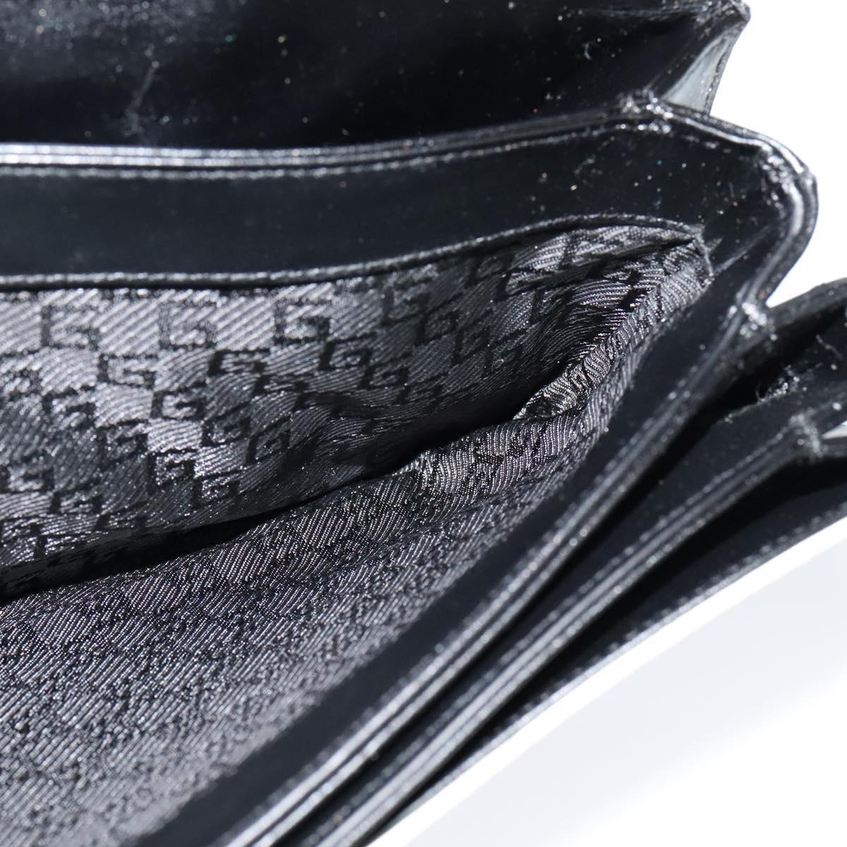 GUCCI Shoulder Bag Suede Leather Black Gold Auth BD1262