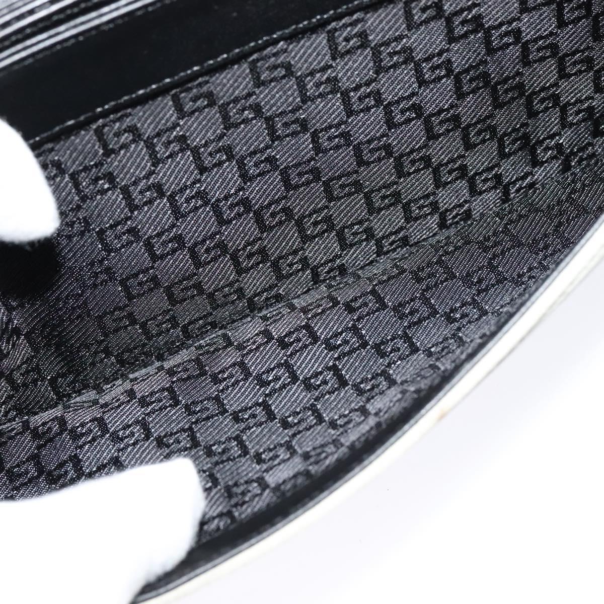 GUCCI Shoulder Bag Suede Leather Black Gold Auth BD1262