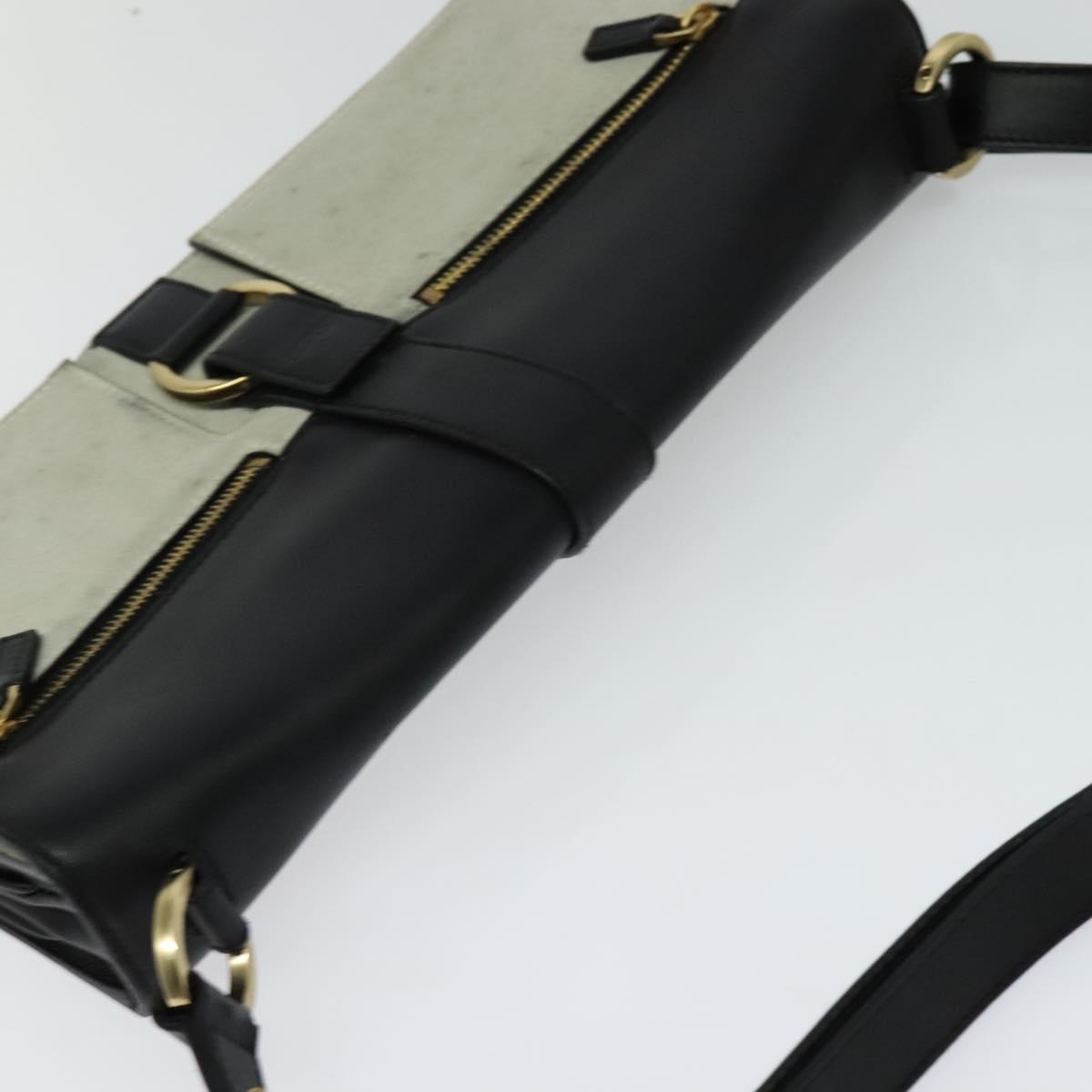 GUCCI Shoulder Bag Suede Leather Black Gold Auth BD1262