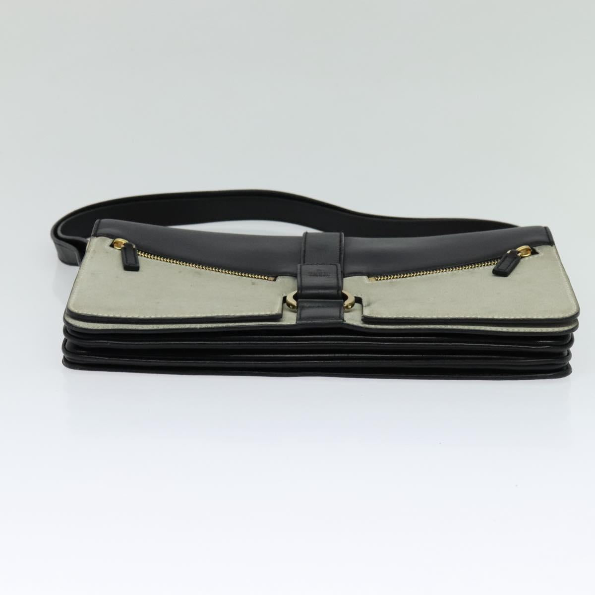 GUCCI Shoulder Bag Suede Leather Black Gold Auth BD1262
