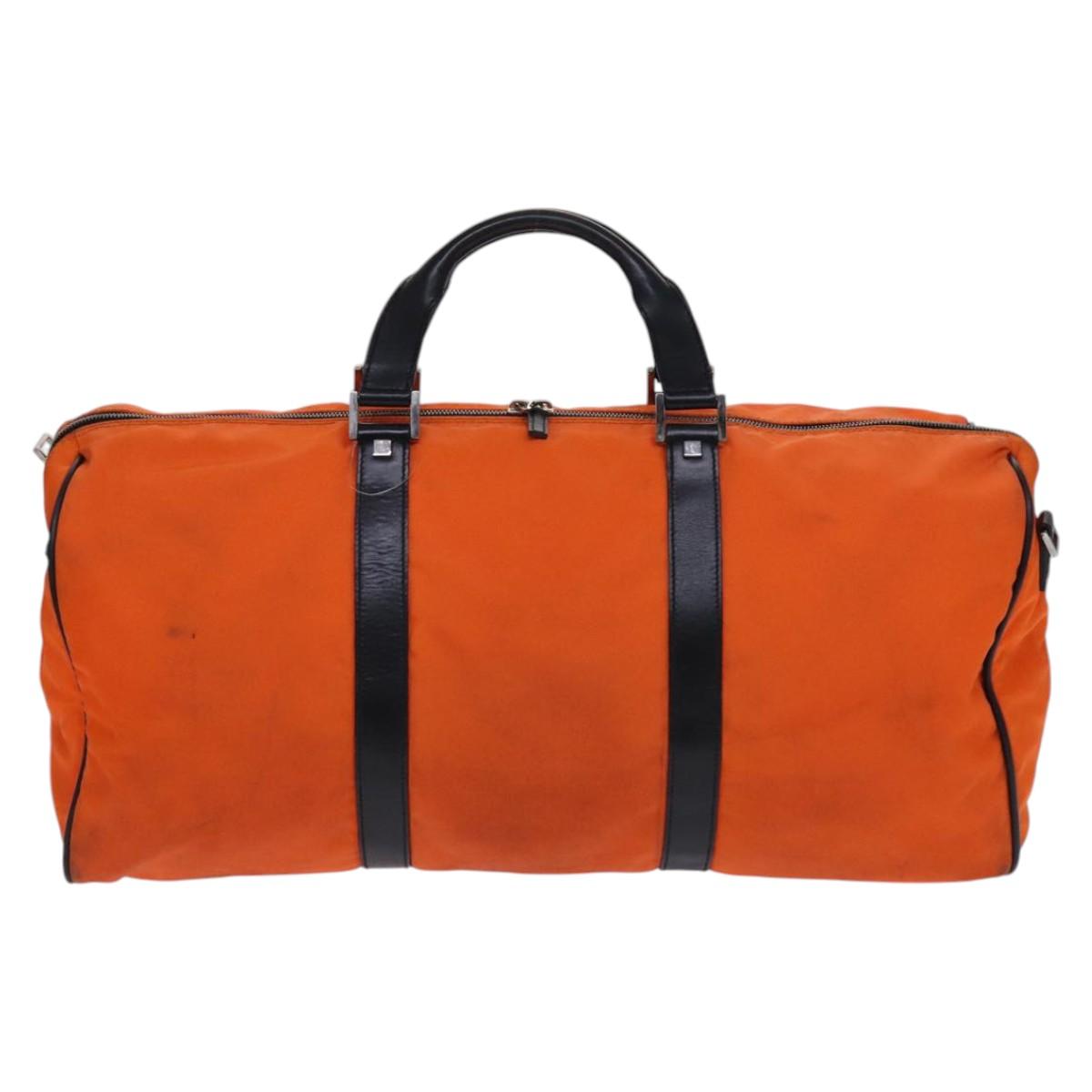 GUCCI Boston Bag Nylon Orange Black Auth BD1263