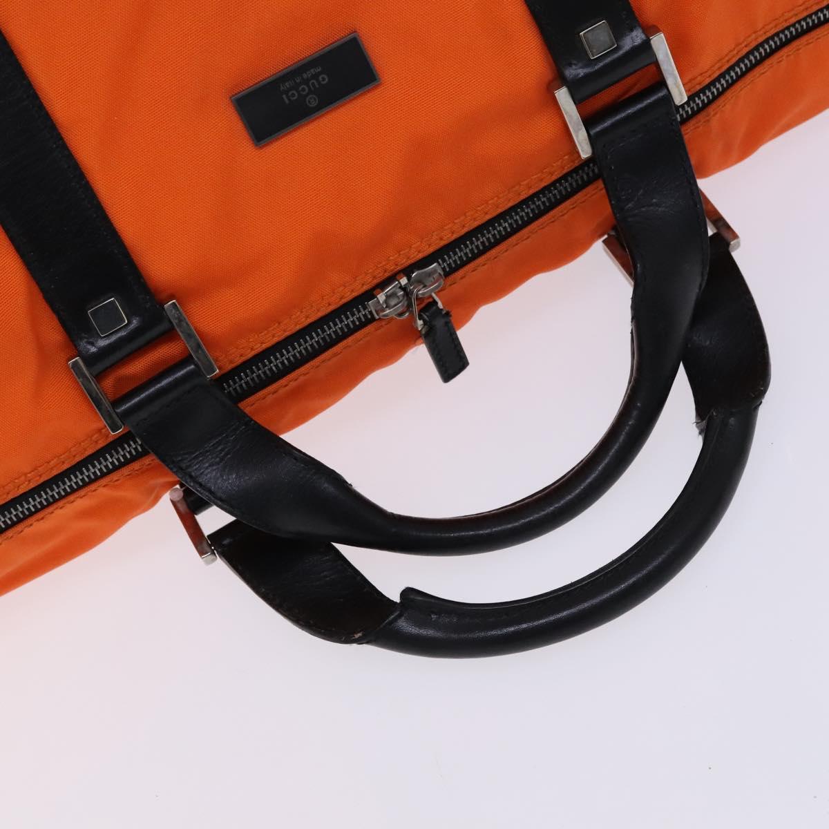 GUCCI Boston Bag Nylon Orange Black Auth BD1263