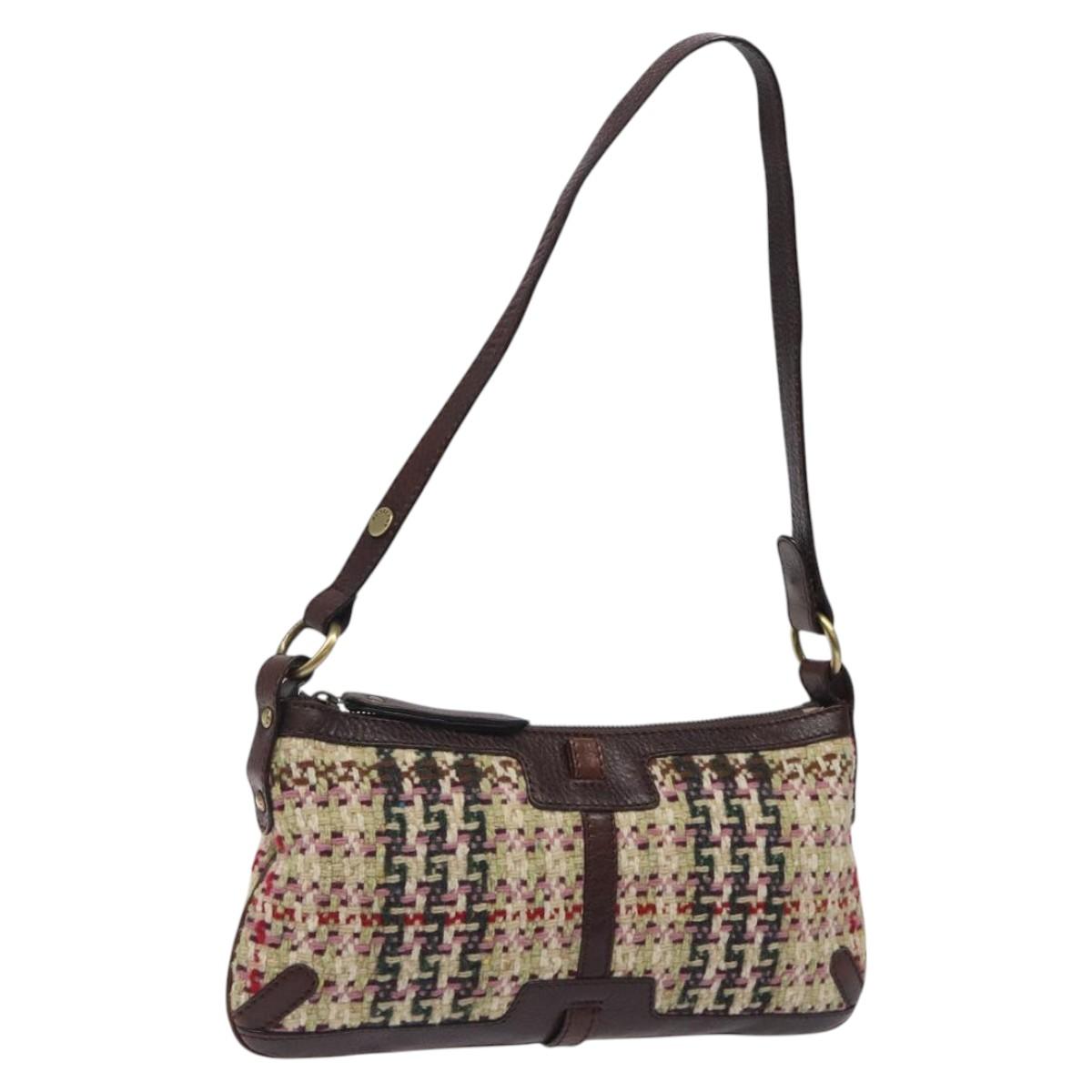 BURBERRY Shoulder Bag Wool Beige Auth BD1264