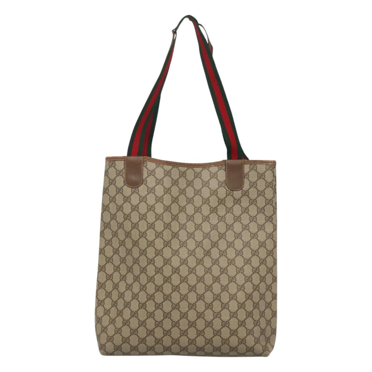 GUCCI GG Supreme Web Sherry Line Bag PVC Beige Green Red 39 02 003 Auth BD1278
