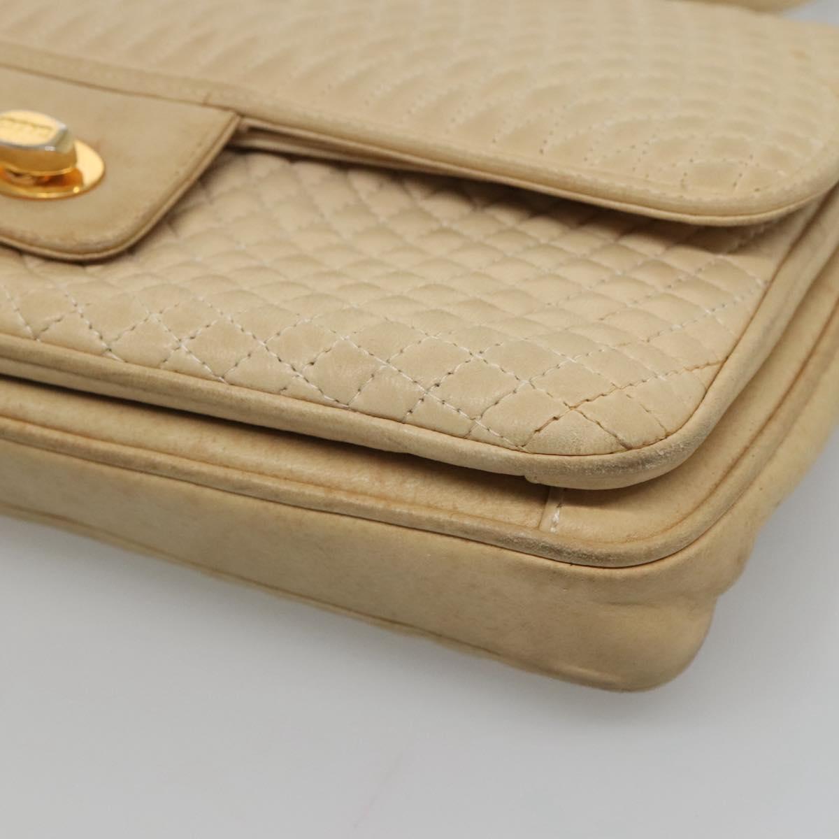 BALLY Shoulder Bag Leather Beige Auth BD1284