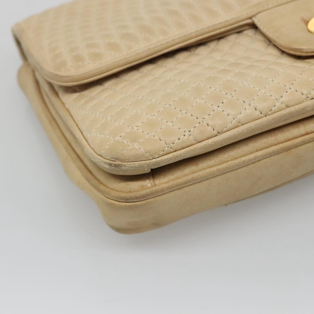 BALLY Shoulder Bag Leather Beige Auth BD1284