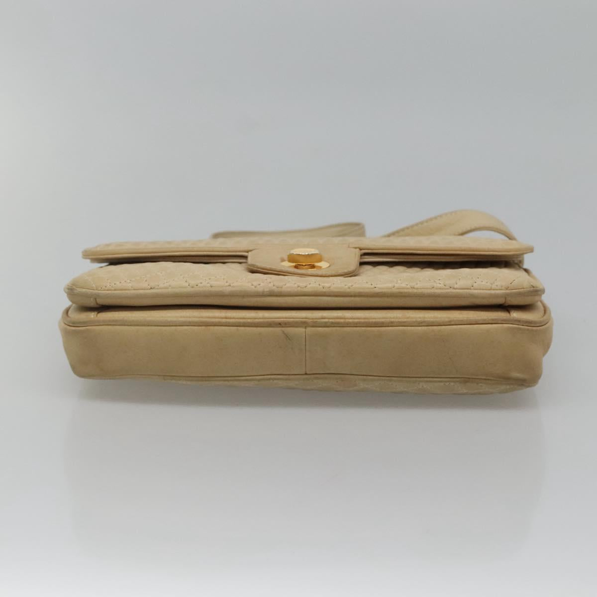 BALLY Shoulder Bag Leather Beige Auth BD1284