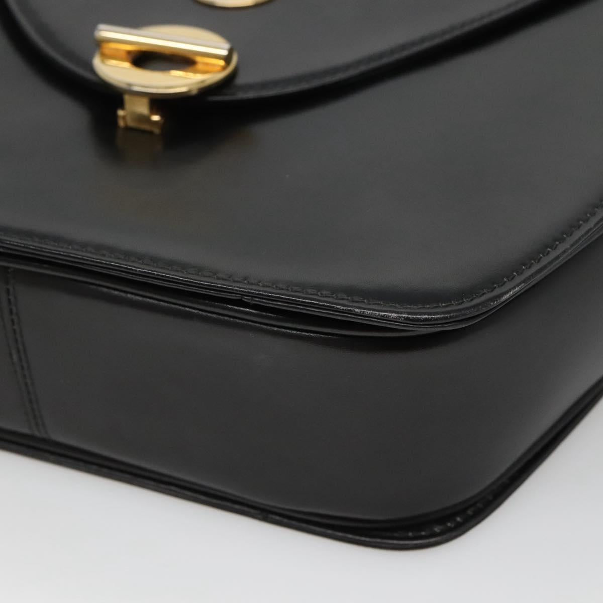 BALLY Hand Bag Leather Black Gold Auth BD1285