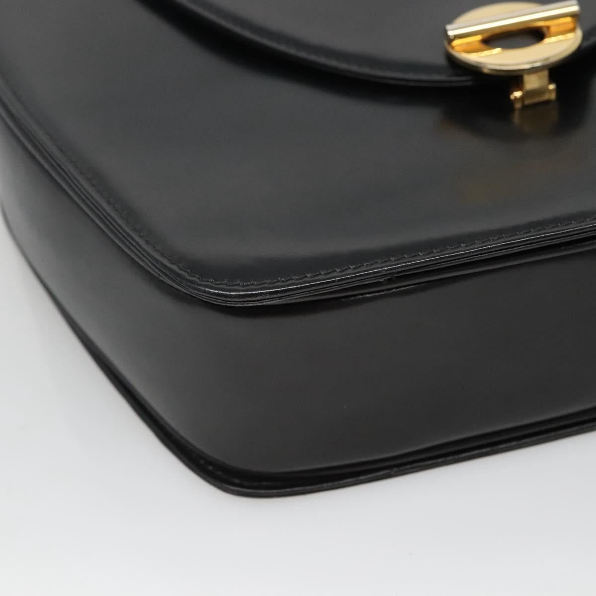BALLY Hand Bag Leather Black Gold Auth BD1285