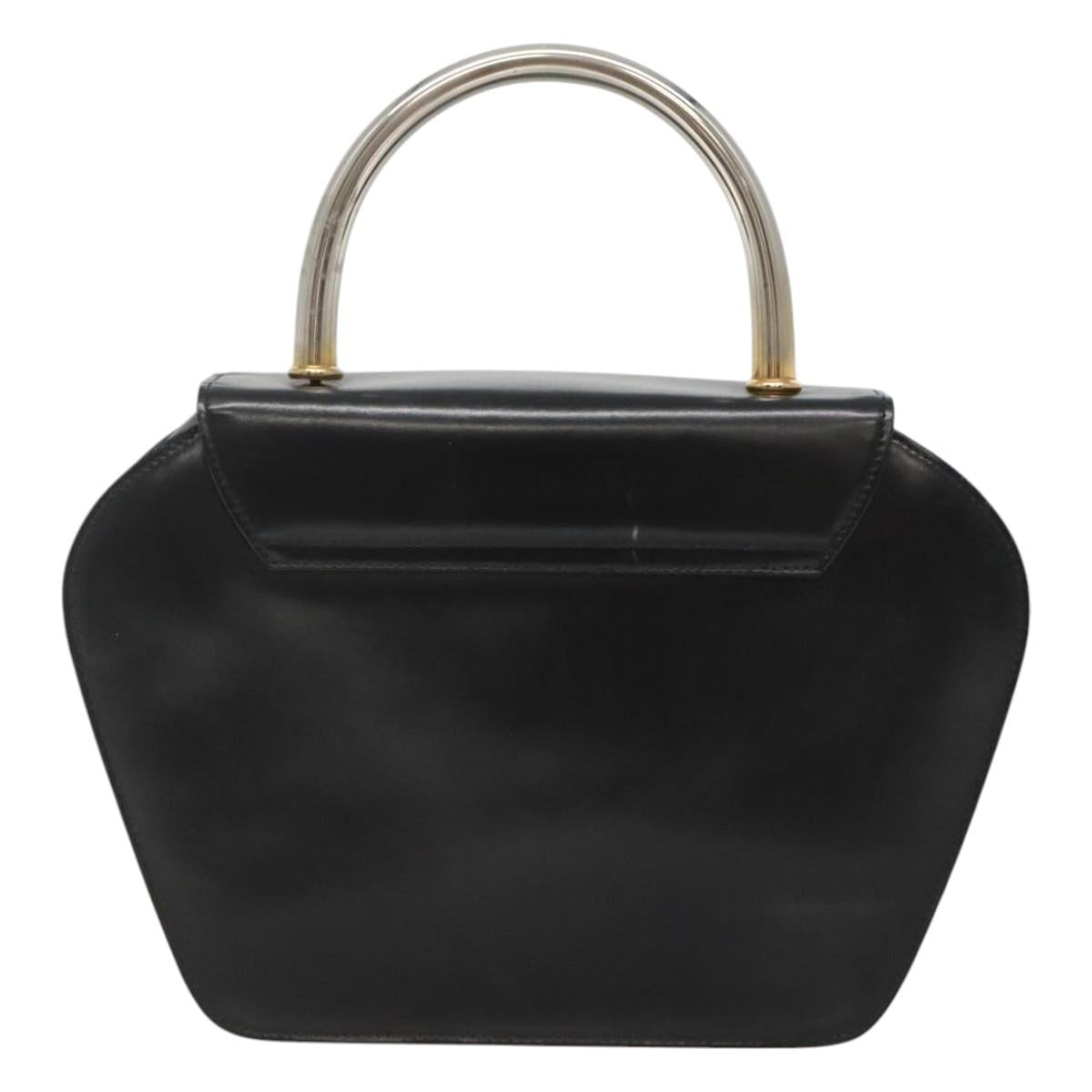 BALLY Hand Bag Leather Black Gold Auth BD1285