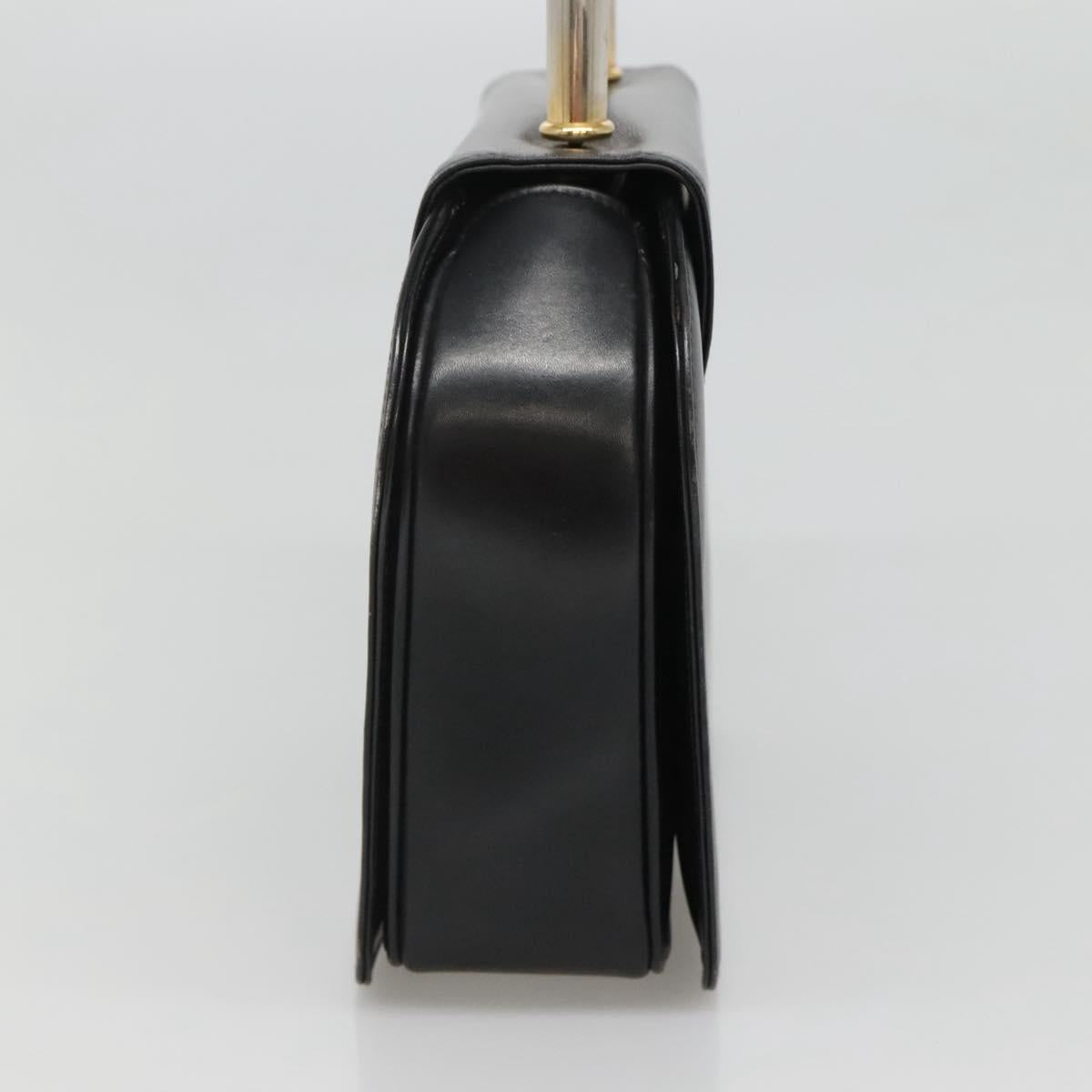 BALLY Hand Bag Leather Black Gold Auth BD1285