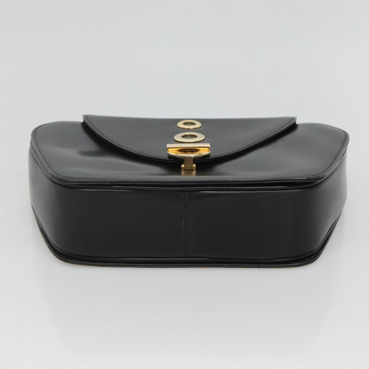 BALLY Hand Bag Leather Black Gold Auth BD1285
