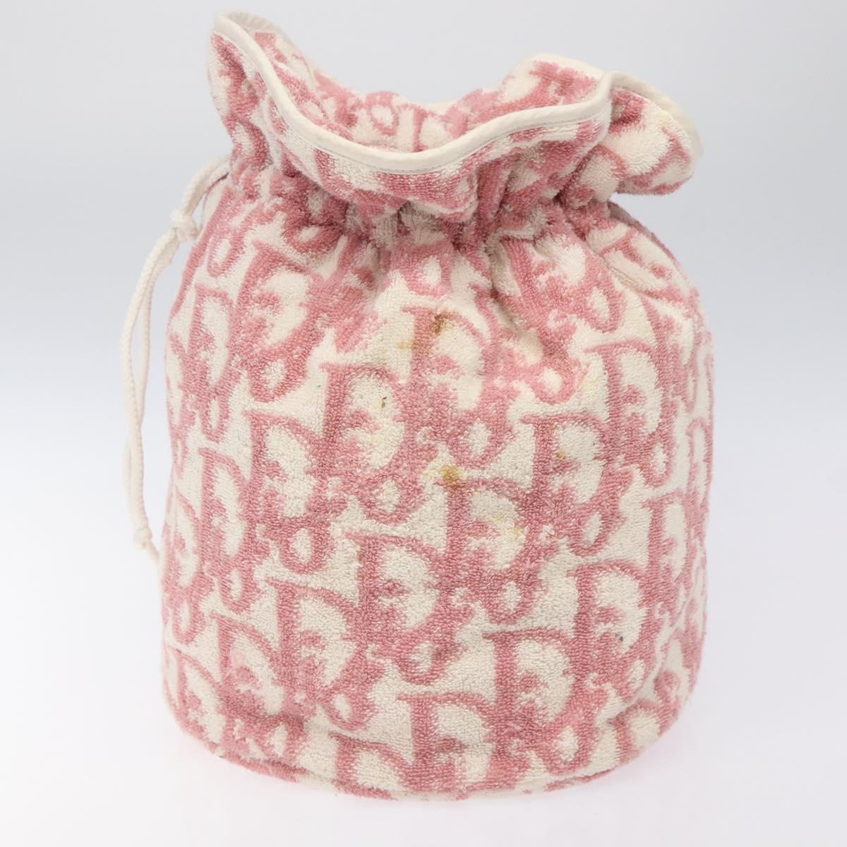 Christian Dior Pile Trotter Hand Bag Pink White Auth BD1288