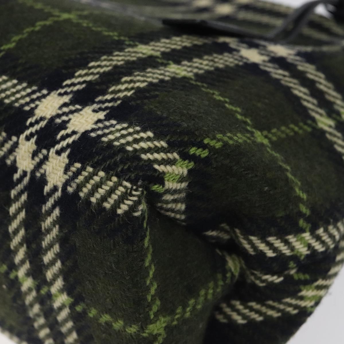 BURBERRY Nova Check Hand Bag Wool Green Black Auth BD1322