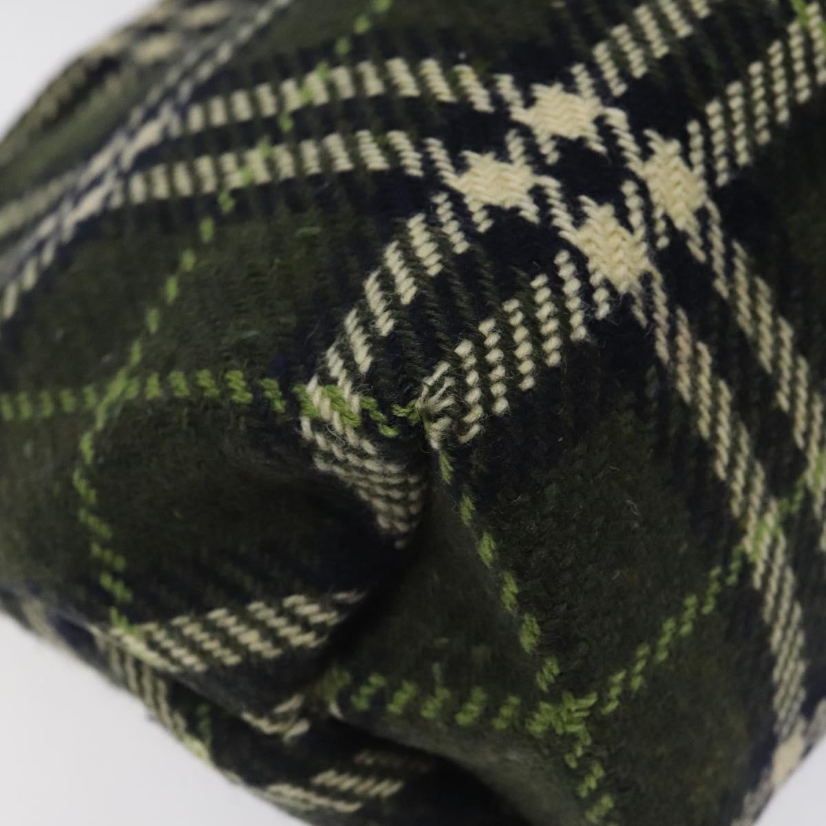 BURBERRY Nova Check Hand Bag Wool Green Black Auth BD1322