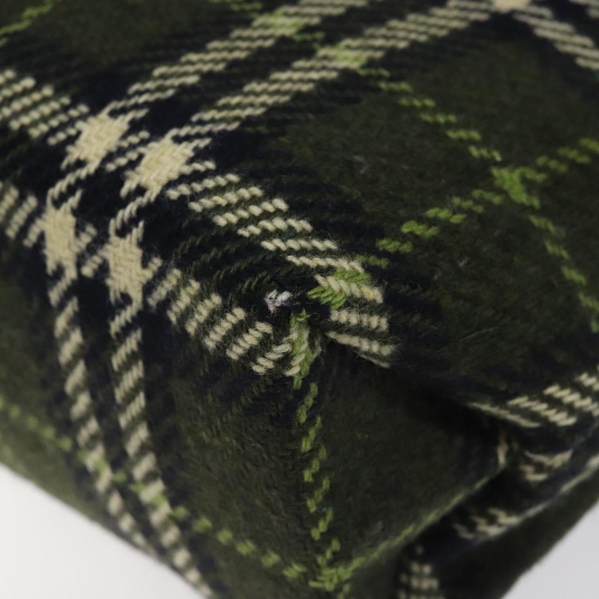 BURBERRY Nova Check Hand Bag Wool Green Black Auth BD1322