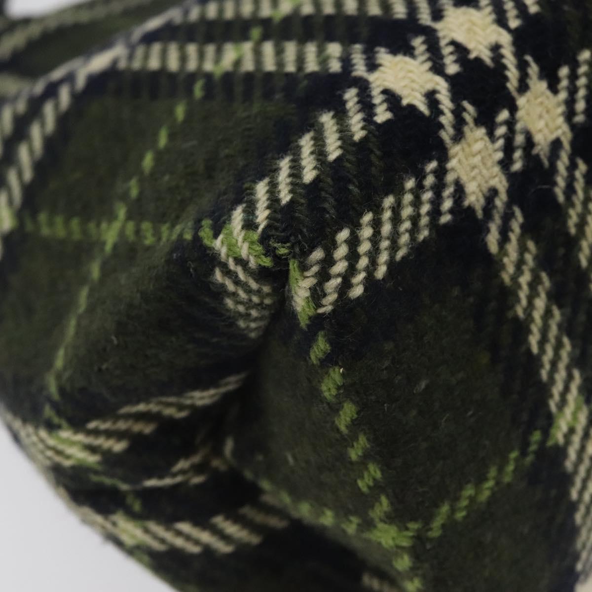 BURBERRY Nova Check Hand Bag Wool Green Black Auth BD1322