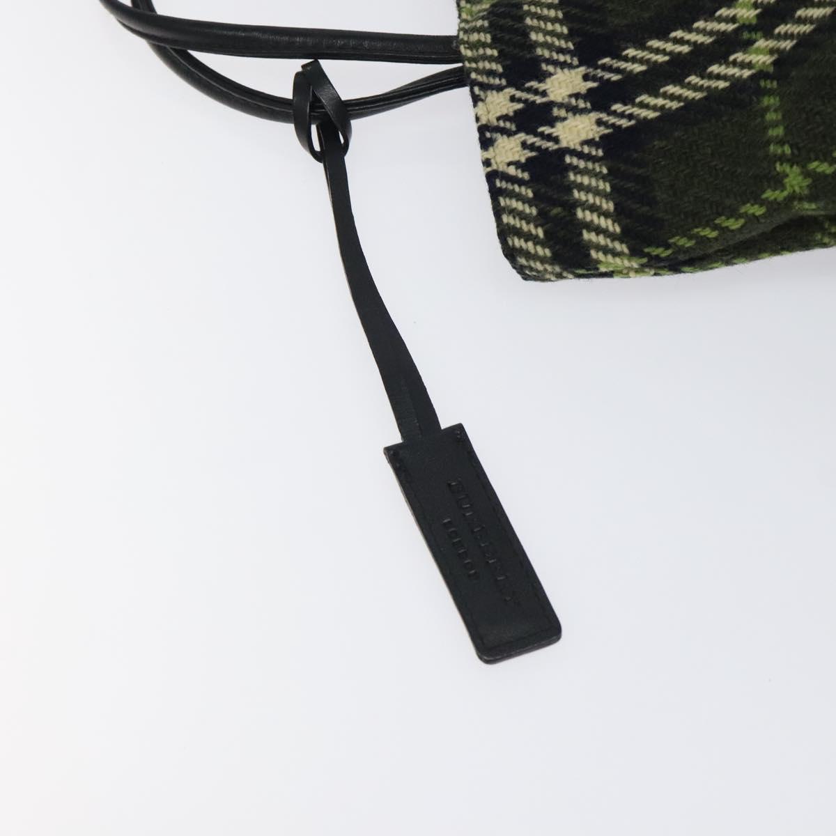 BURBERRY Nova Check Hand Bag Wool Green Black Auth BD1322