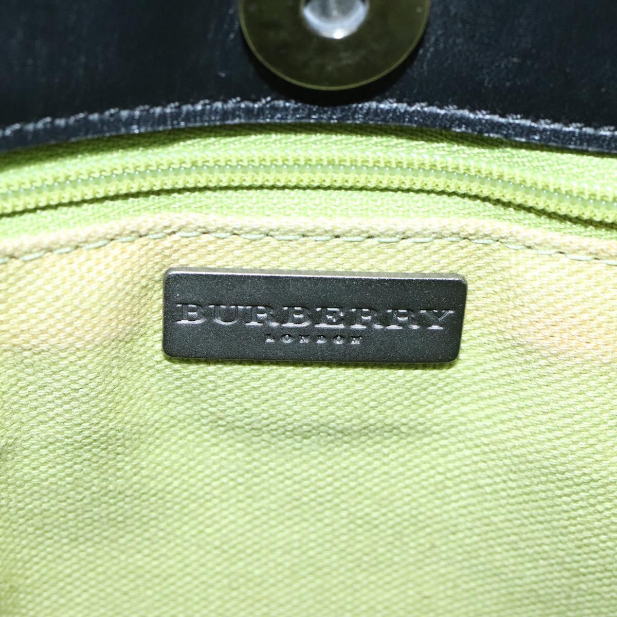 BURBERRY Nova Check Hand Bag Wool Green Black Auth BD1322