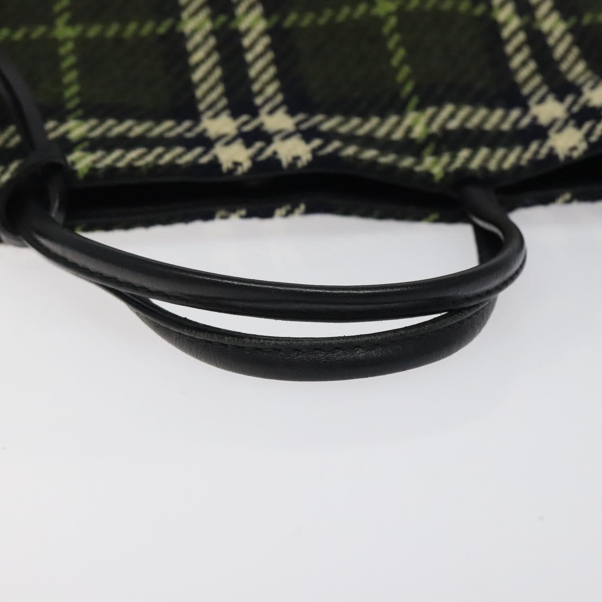 BURBERRY Nova Check Hand Bag Wool Green Black Auth BD1322