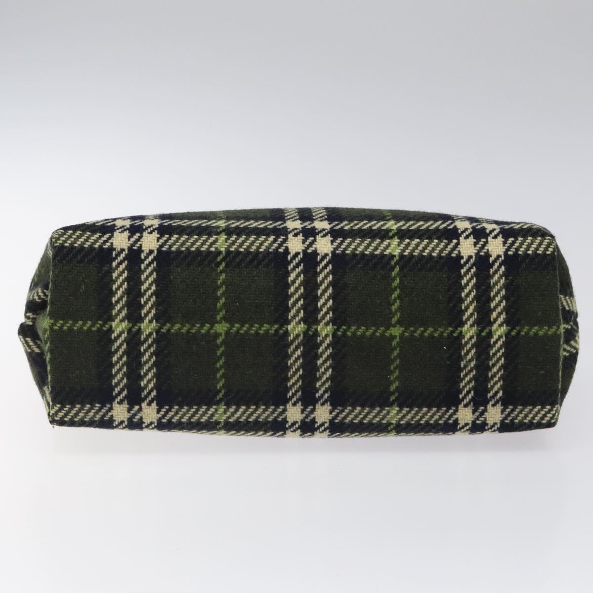 BURBERRY Nova Check Hand Bag Wool Green Black Auth BD1322