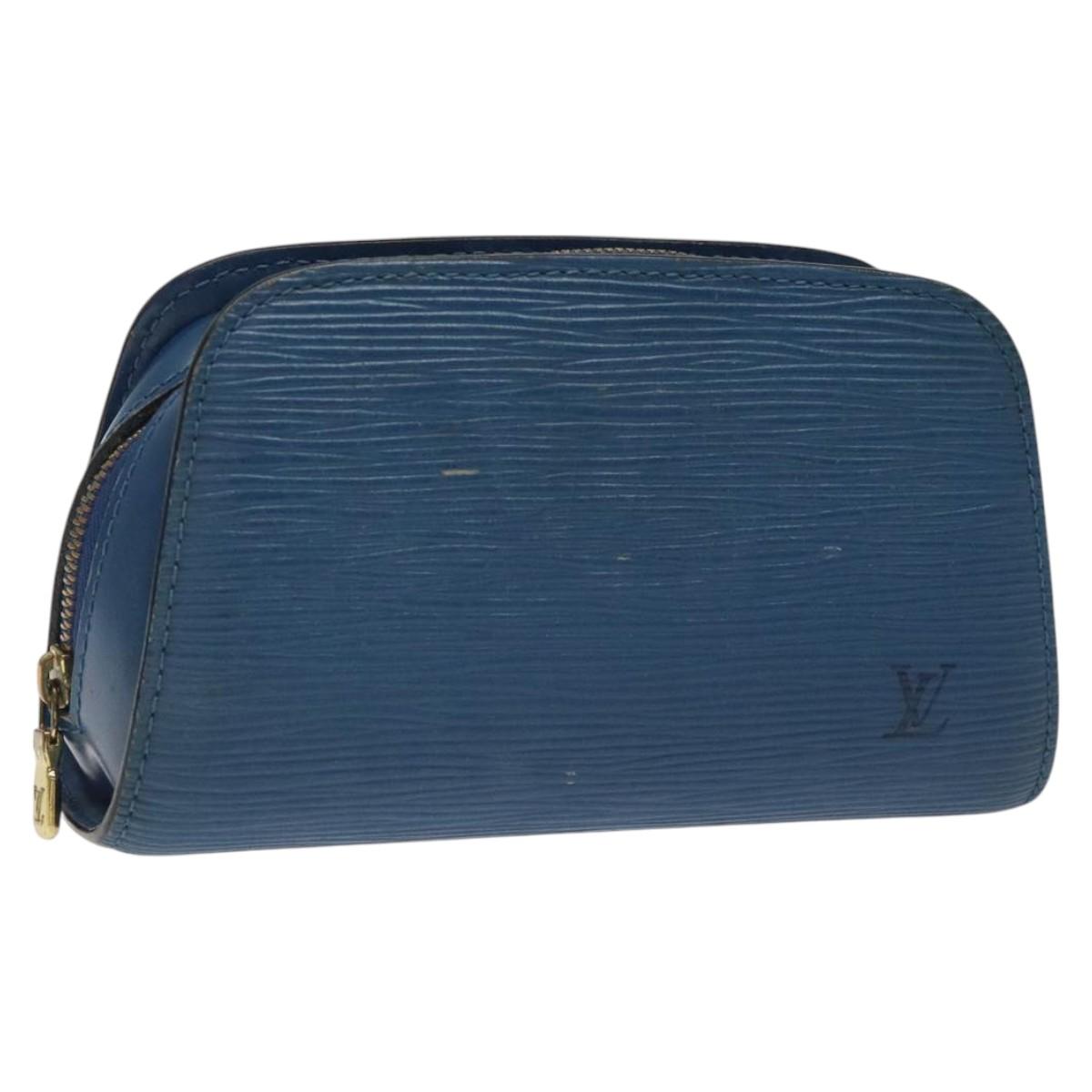 LOUIS VUITTON Epi Dauphine PM Pouch Blue M48445 LV Auth BD1335