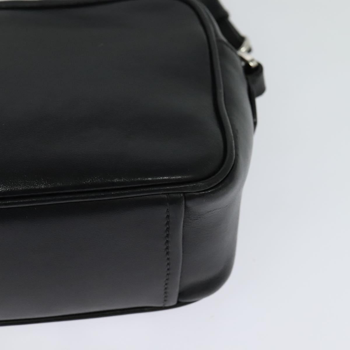 PRADA Shoulder Bag Leather Black Silver Auth BD1348V