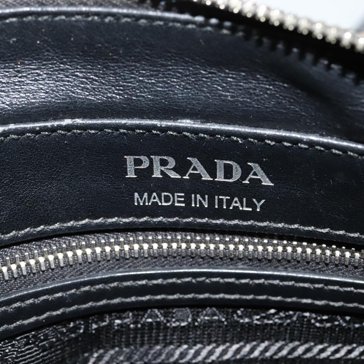 PRADA Shoulder Bag Leather Black Silver Auth BD1348V