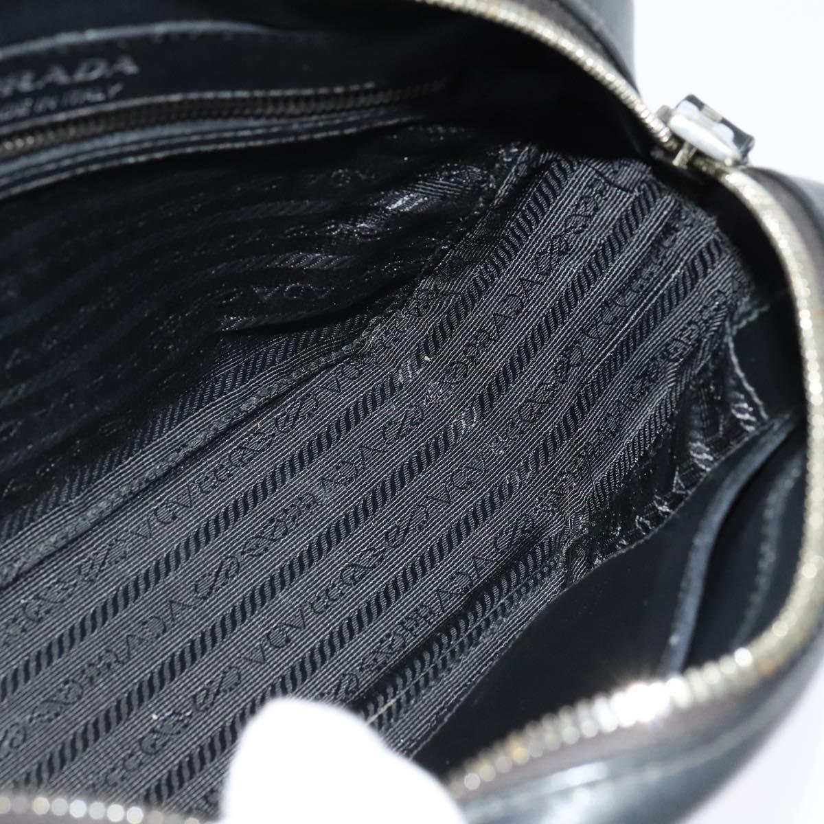 PRADA Shoulder Bag Leather Black Silver Auth BD1348V