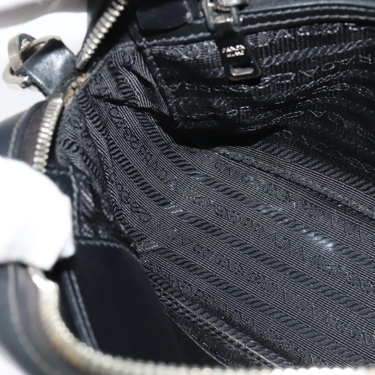 PRADA Shoulder Bag Leather Black Silver Auth BD1348V